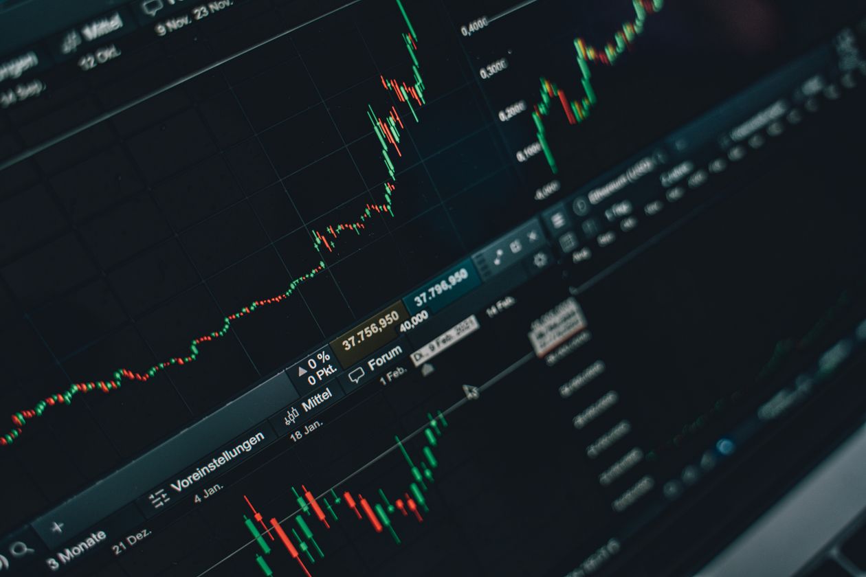 Live trading chart on screen